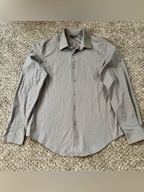 Van Heusen Men's Gray Dress Shirt Flex3 Slim Fit